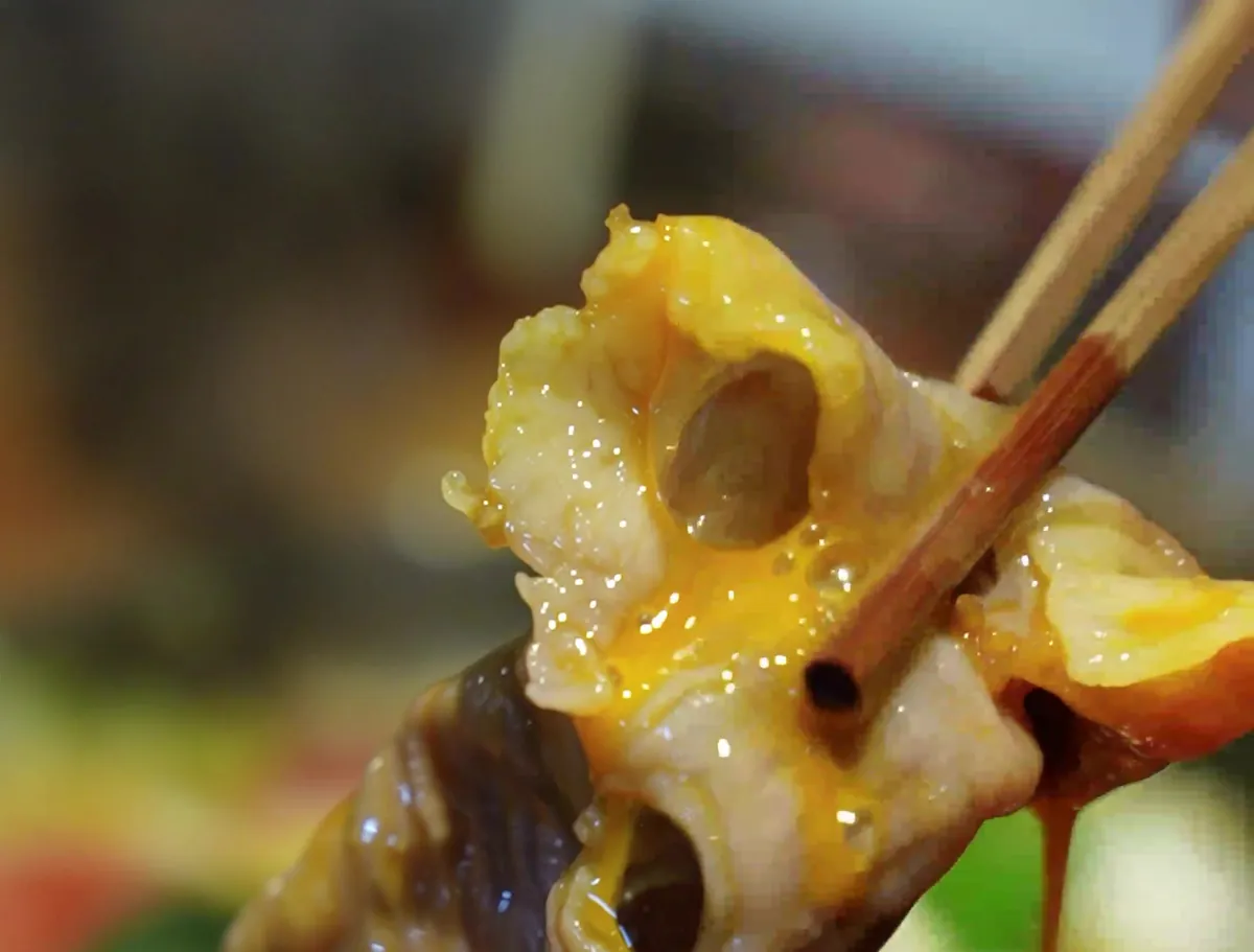 Simmered Wagyu coated in golden beaten egg